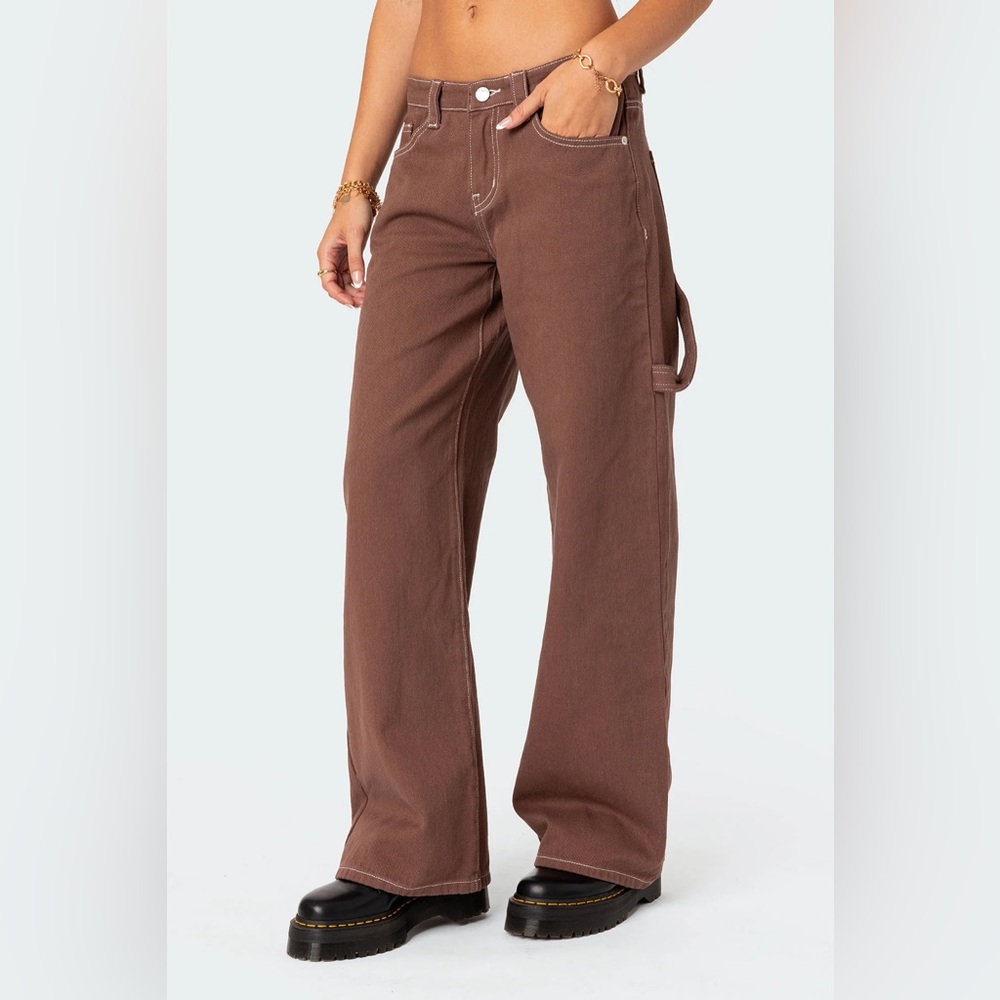 Carpenter Brown Wide-Leg Pants